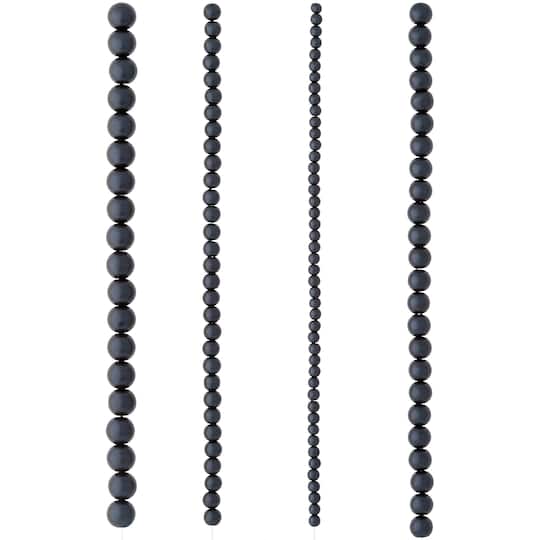 12 Pack: Black Matte Glass Pearl Round Beads by Bead Landing™